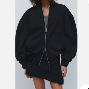 Zara Women’s Limited Edition Oversized Black Bomber Jacket Size M